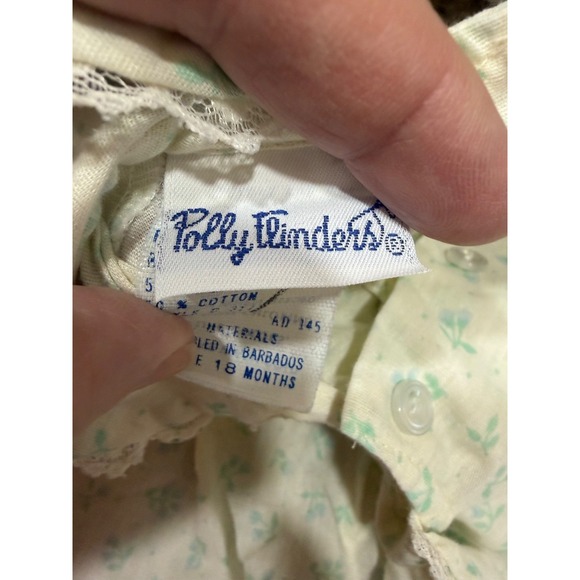 vtg polly flinders one piece jumper smocked flowers girl's 18 mos - Picture 4 of 10